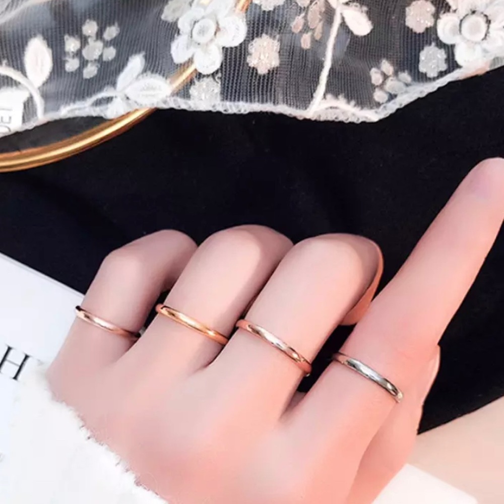 Thin Platinum Silver Minimalist Ring - Picture 6 of 7